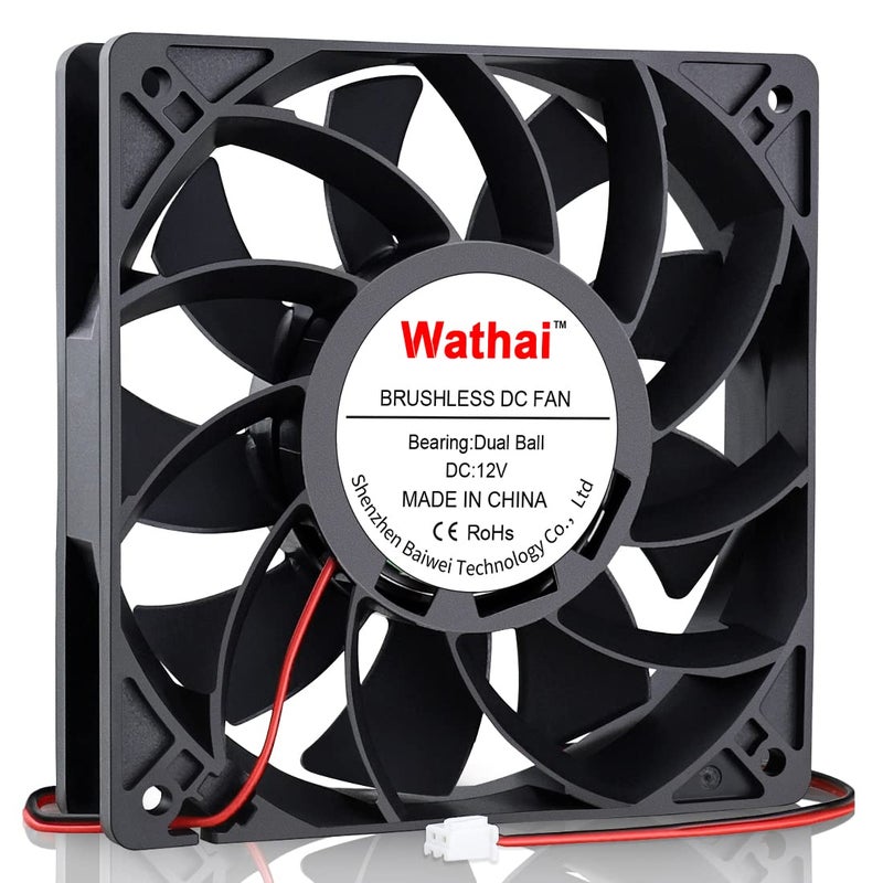 Wathai 120mm x 25mm 12V High Pressure CFM Fan Dual Ball High Speed DC Brushless Cooling Fan - Image 1